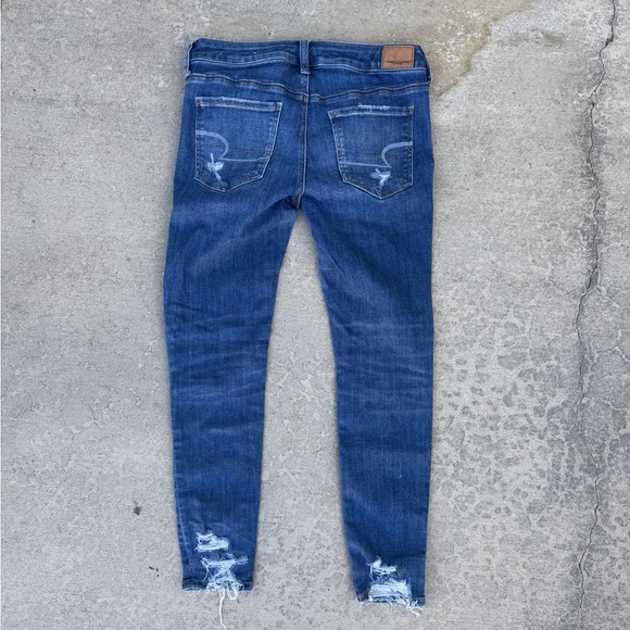 American Eagle Outfitters Ripped Blue Skinny Jeans - Picture 3 of 5